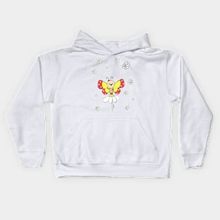 The butterfly dances on the flower Kids Hoodie